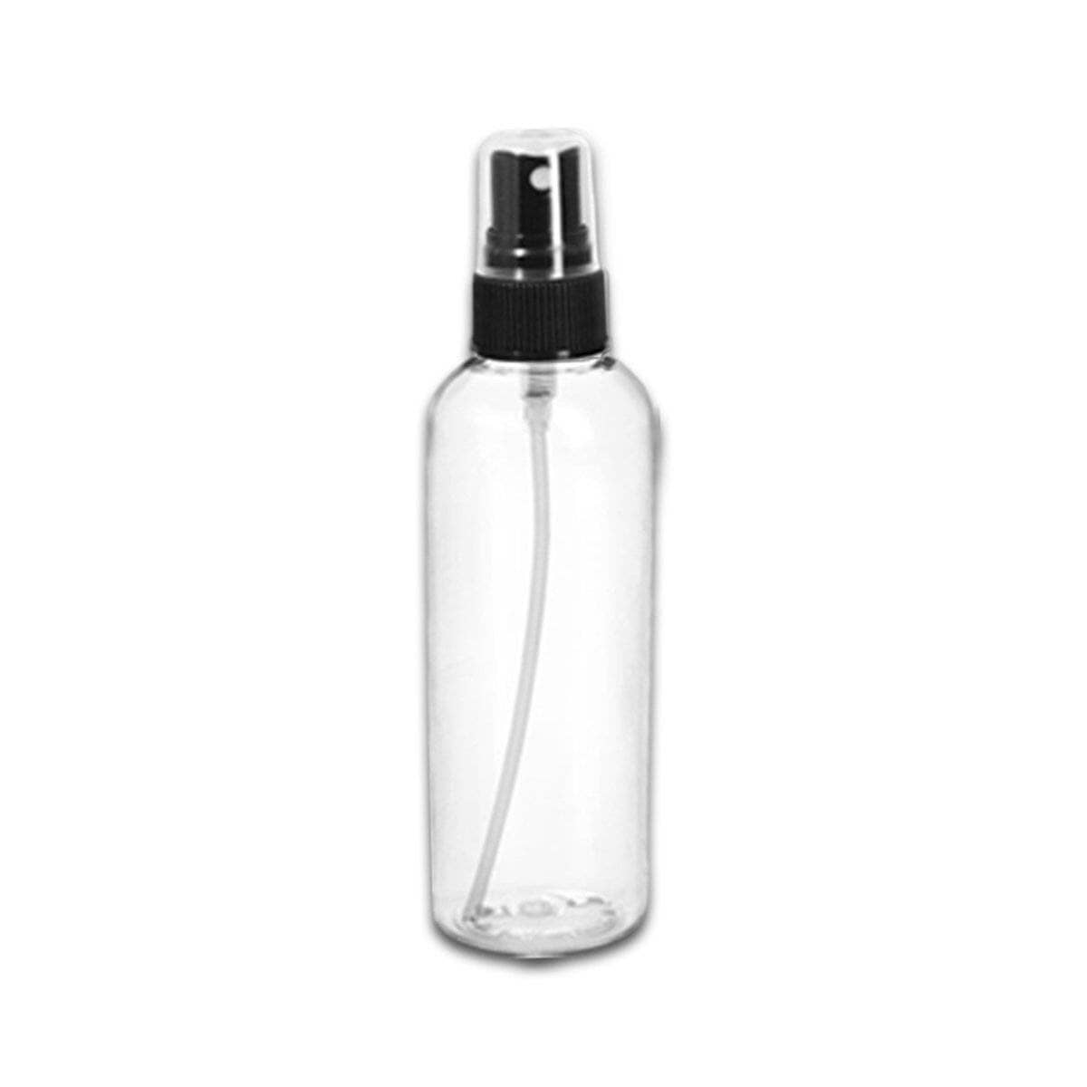 Clear PET Cosmo Round Bottles w/ White Mini Trigger Sprayers