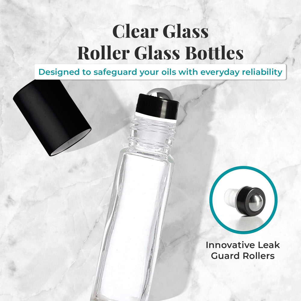 10 ml Clear Glass Bottles with Leak Guard™ Rollers (Pack of 5) Glass Roller Bottles Your Oil Tools 