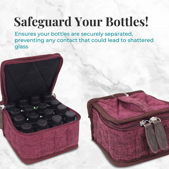 Hemp Bag Essential Oil Travel Case Carrier (Burgundy) Cases Your Oil Tools 