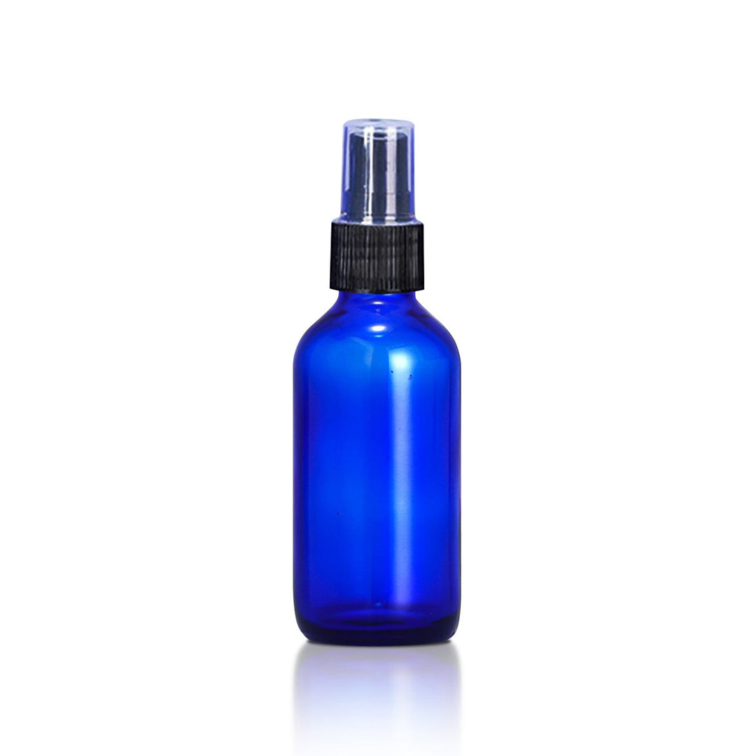 1 oz Blue Glass Bottle w/ Black Fine Mist Top Glass Spray Bottles Your Oil Tools 