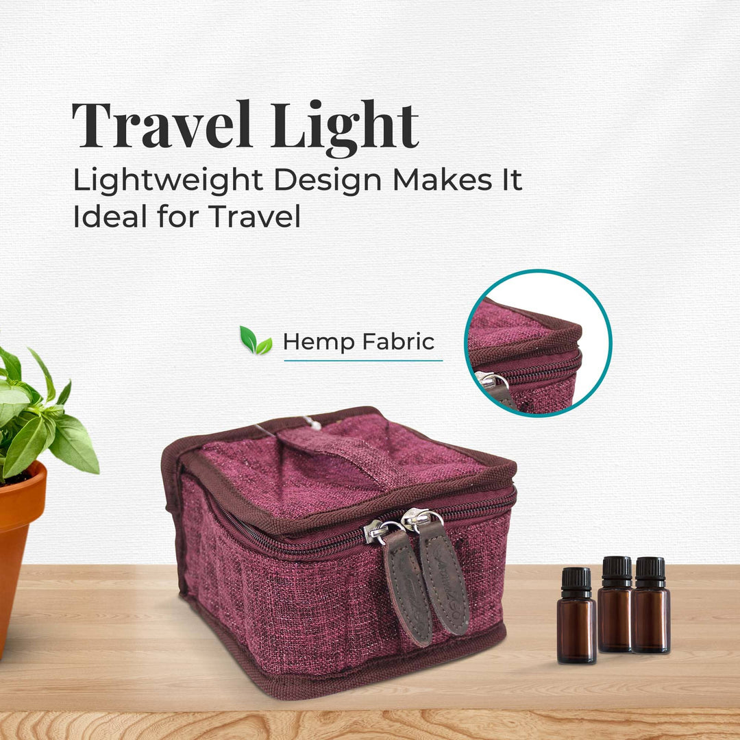 Hemp Bag Essential Oil Travel Case Carrier (Burgundy) Cases Your Oil Tools 