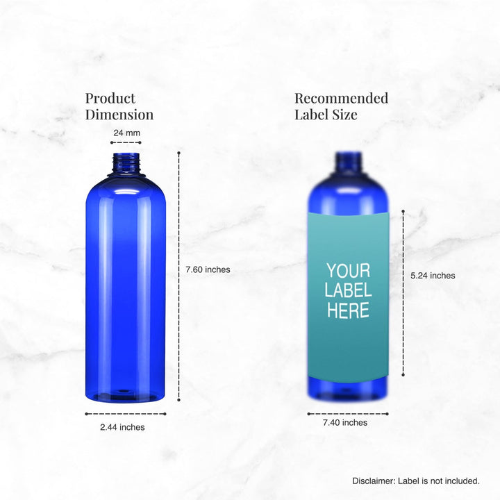 16 oz Blue PET Plastic Cosmo Bottle (caps NOT included) Plastic Bottles Your Oil Tools 