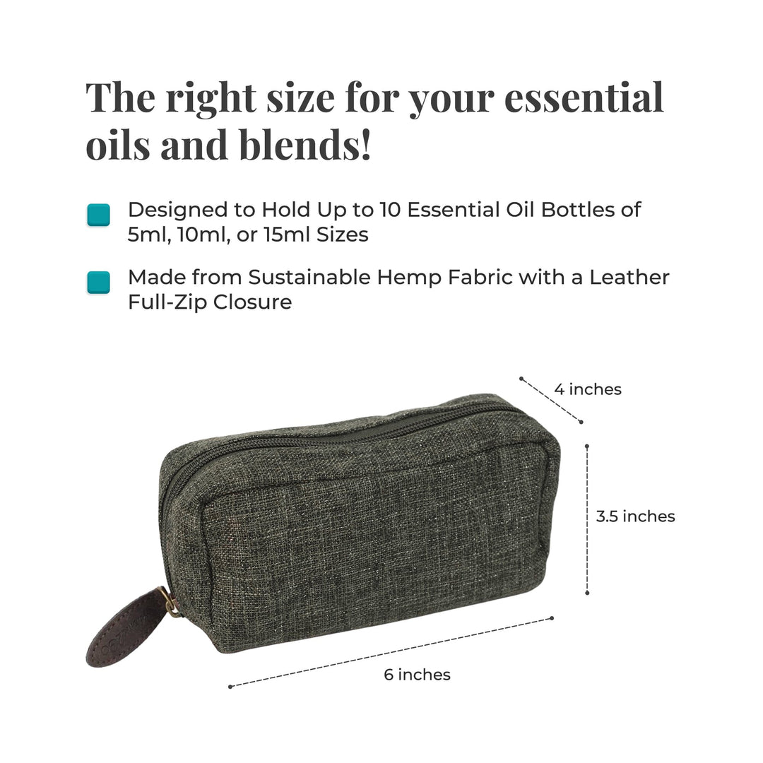 Hemp Bag Essential Oil Travel Case (Dark Olive) Cases Your Oil Tools 