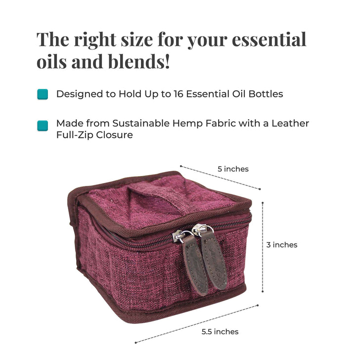 Hemp Bag Essential Oil Travel Case Carrier (Burgundy) Cases Your Oil Tools 