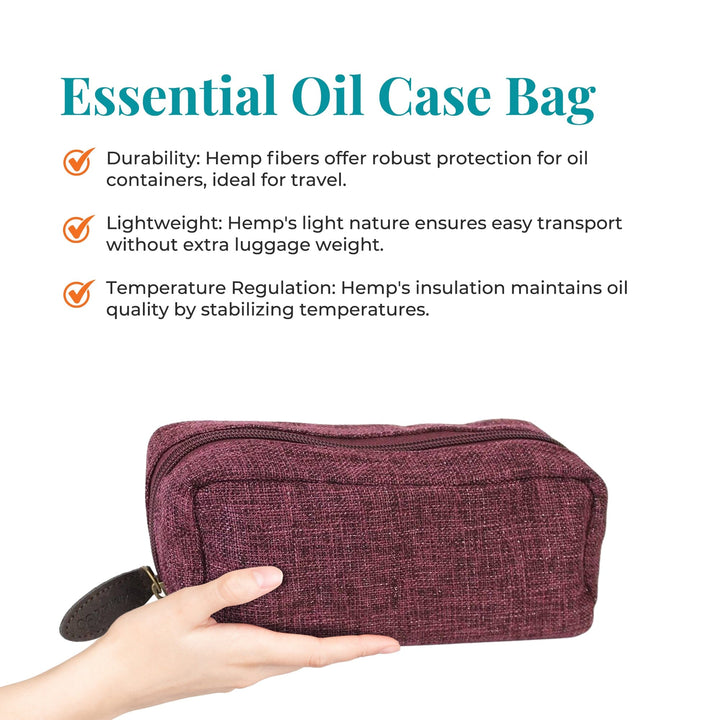 Hemp Bag Essential Oil Travel Case (Burgundy) Cases Your Oil Tools 