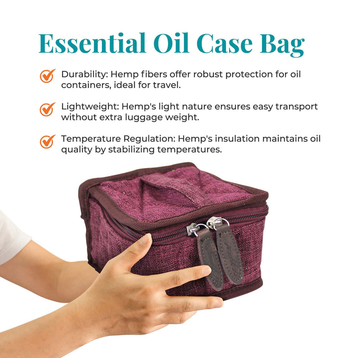 Hemp Bag Essential Oil Travel Case Carrier (Burgundy) Cases Your Oil Tools 