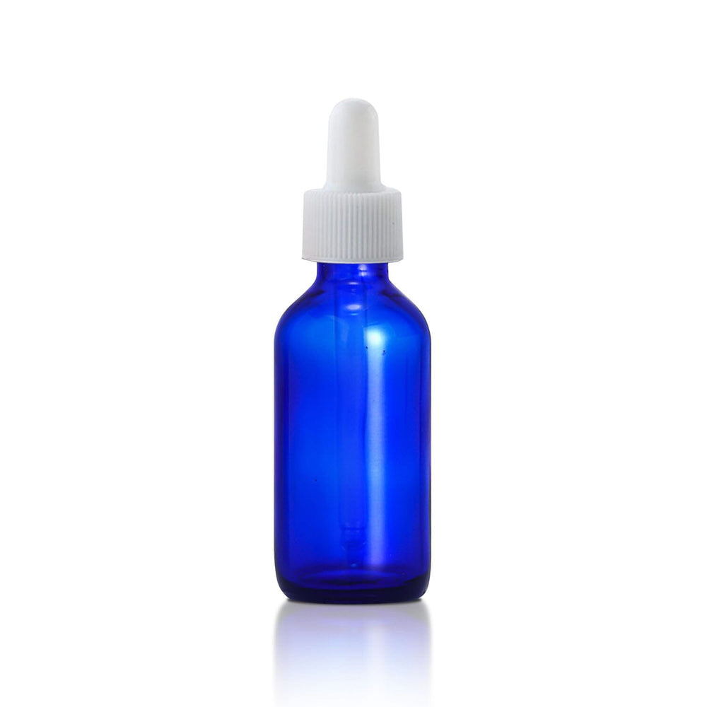 1 oz Blue Glass Bottle w/ White Dropper Glass Dropper Bottles Your Oil Tools 