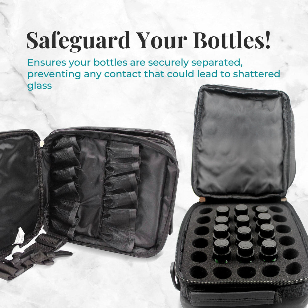 Black Versatile Essential Oil Carry Travel Case w/ Handle & Shoulder Strap (Holds 42 Bottles) Cases Your Oil Tools 