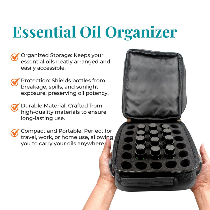 Black Versatile Essential Oil Carry Travel Case w/ Handle & Shoulder Strap (Holds 42 Bottles) Cases Your Oil Tools 