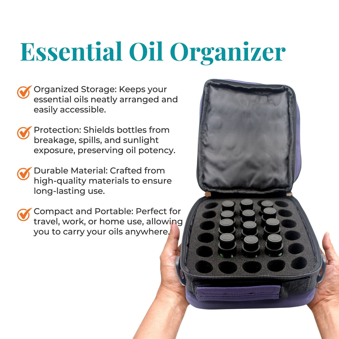 Eggplant Versatile Essential Oil Carry Travel Case w/ Handle & Shoulder Strap (Holds 42 Bottles) Cases Your Oil Tools 