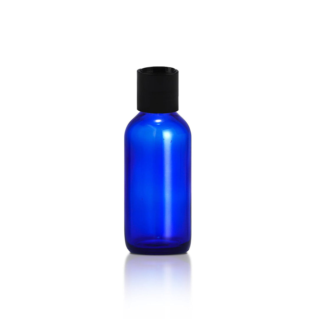 1 oz Blue Glass Bottle w/ Black Disc Top Glass Lotion Bottles Your Oil Tools 