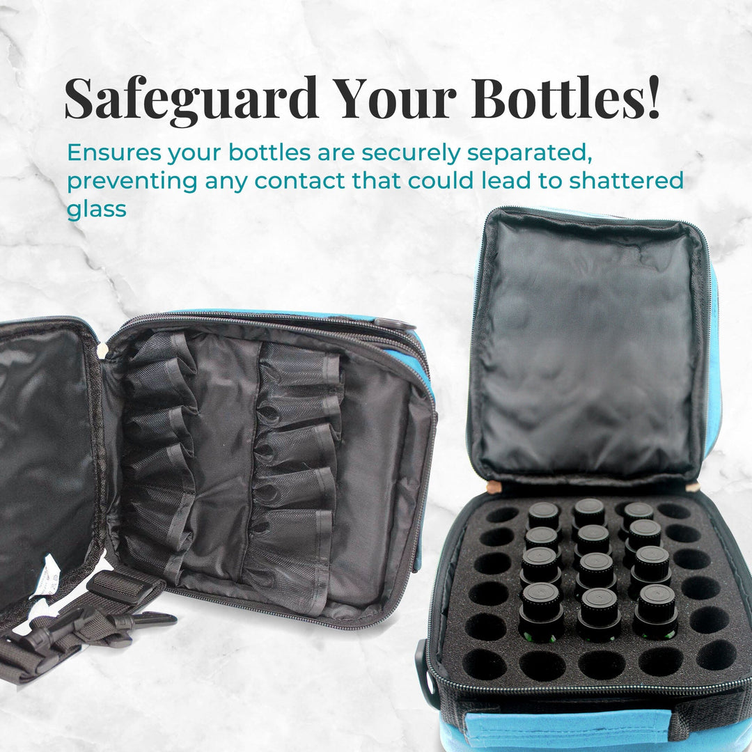 Turquoise Versatile Essential Oil Carry Travel Case w/ Handle & Shoulder Strap (Holds 42 Bottles) Cases Your Oil Tools 