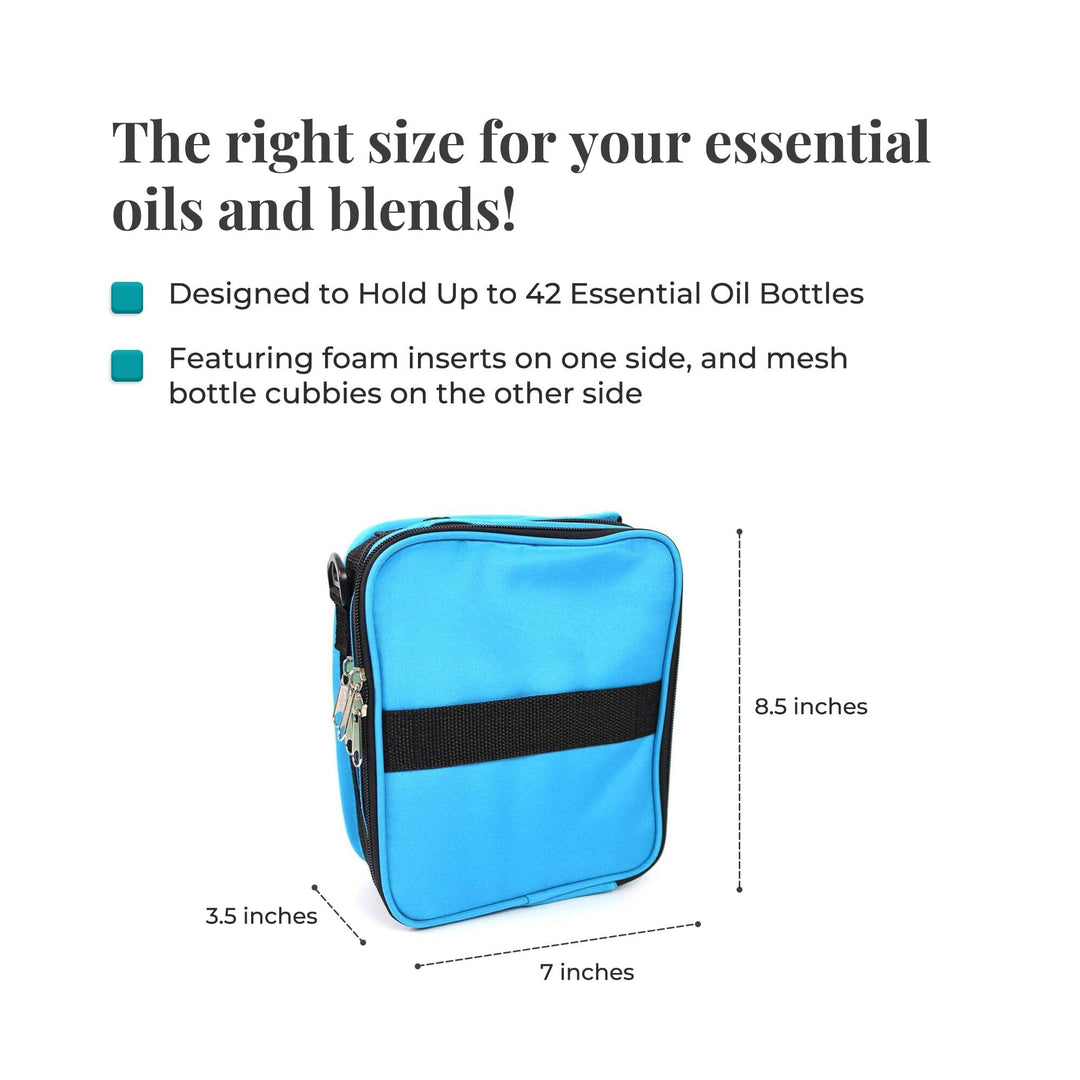 Turquoise Versatile Essential Oil Carry Travel Case w/ Handle & Shoulder Strap (Holds 42 Bottles) Cases Your Oil Tools 