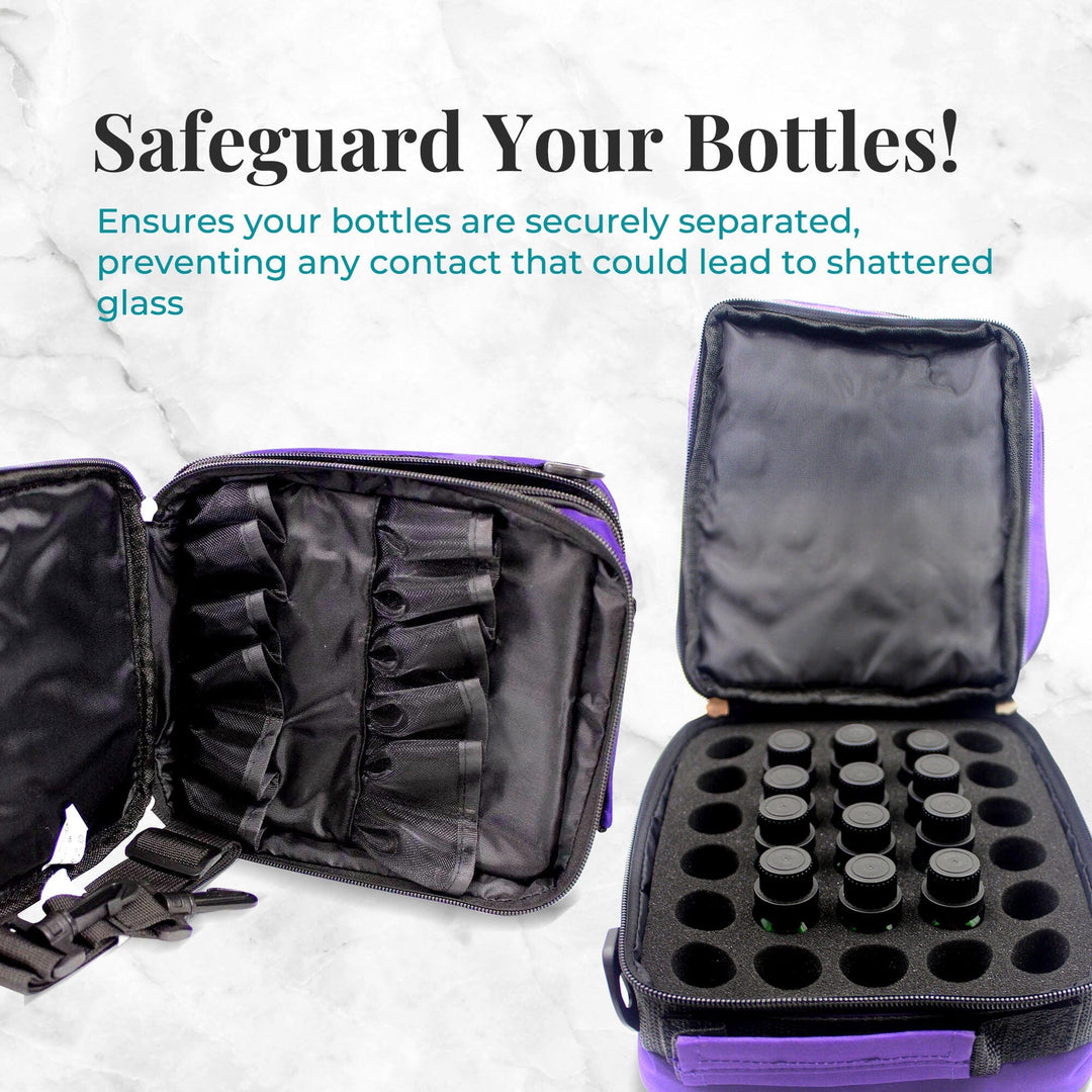 Purple Versatile Essential Oil Carry Travel Case w/ Handle & Shoulder Strap (Holds 42 Bottles) Cases Your Oil Tools 