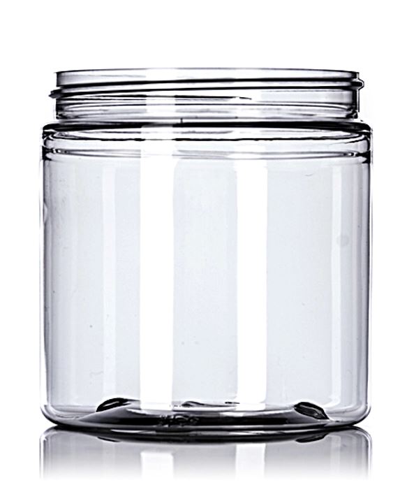 8 oz Clear PET single wall jar w/ black smooth lid Plastic Jars Your Oil Tools 