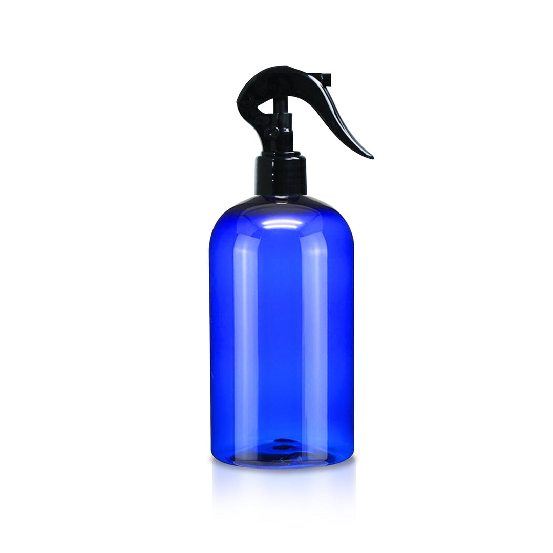 16 oz Blue PET Plastic Boston Round Bottle w/ Trigger Sprayer Plastic Spray Bottles Your Oil Tools 