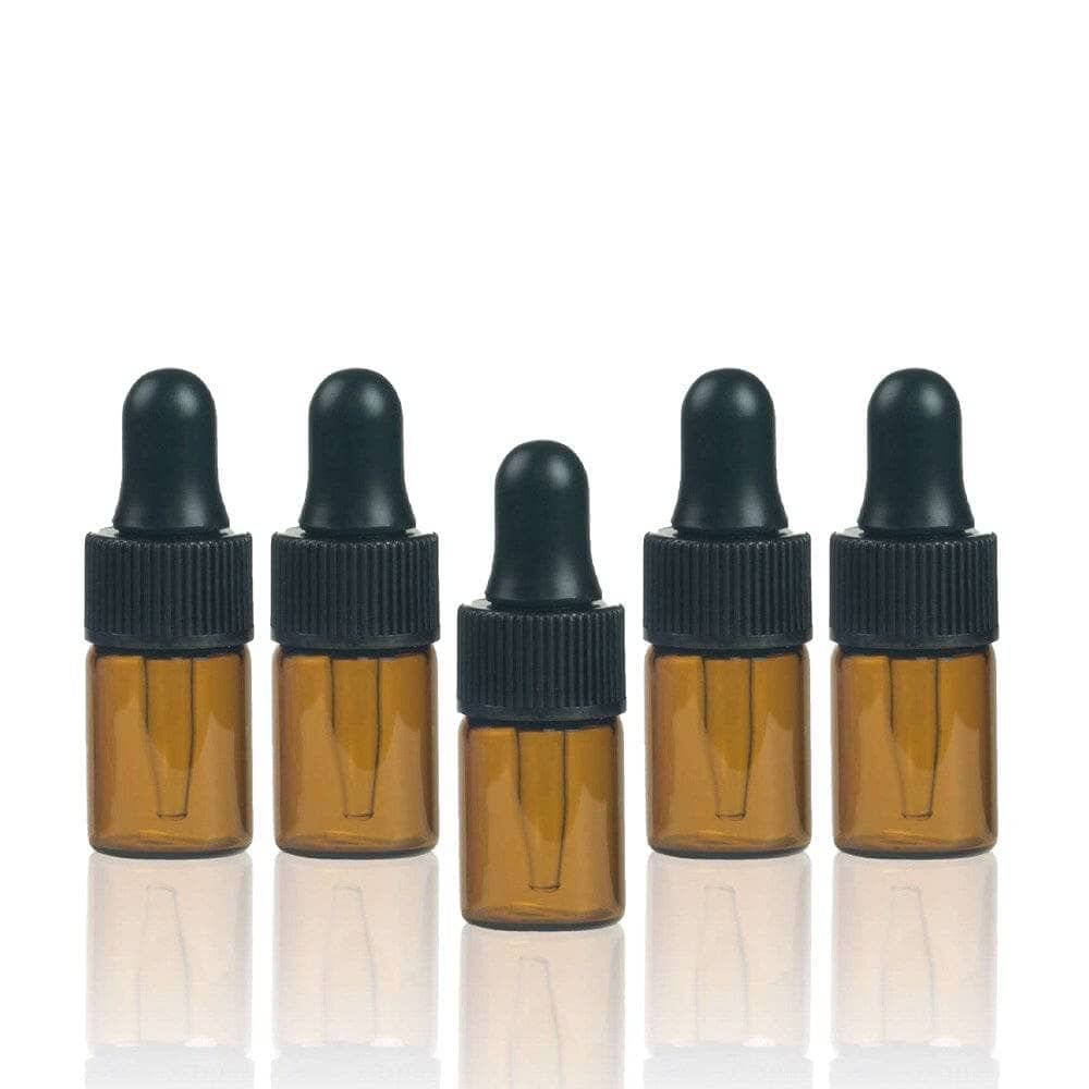 2 ml Amber Glass Vials w/ Black Droppers (Pack of 5) – Your Oil Tools