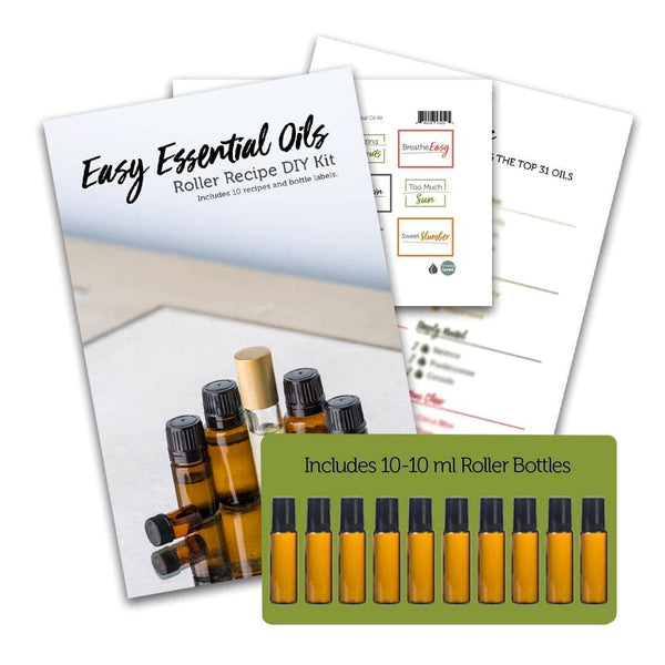 Easy Essential Oils Recipes & Labels DIY Kit (Bottles Included