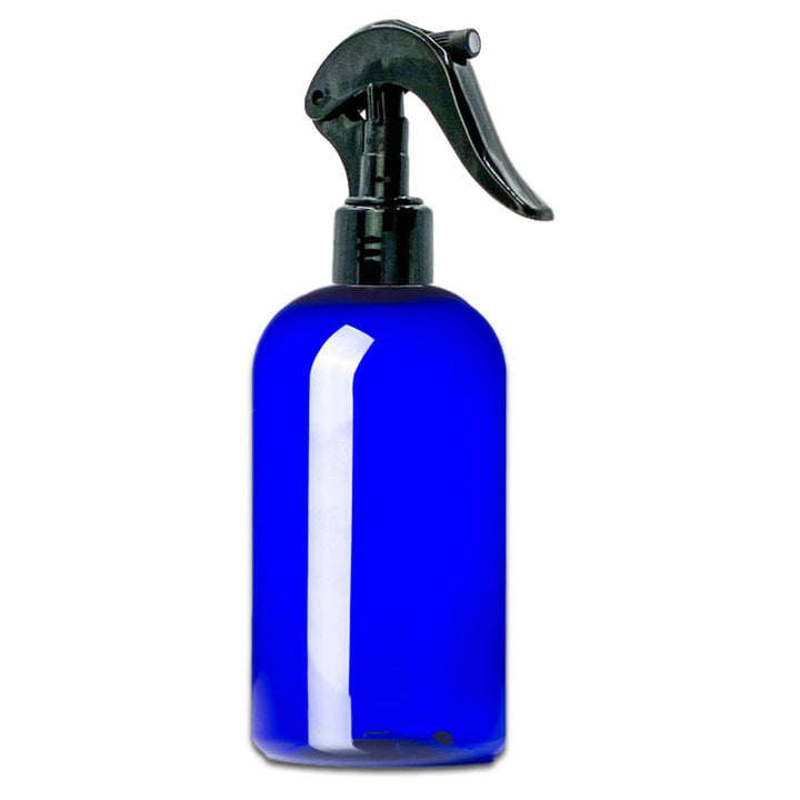 16 oz Blue PET Plastic Boston Round Bottle w/ Trigger Sprayer Plastic Spray Bottles Your Oil Tools 