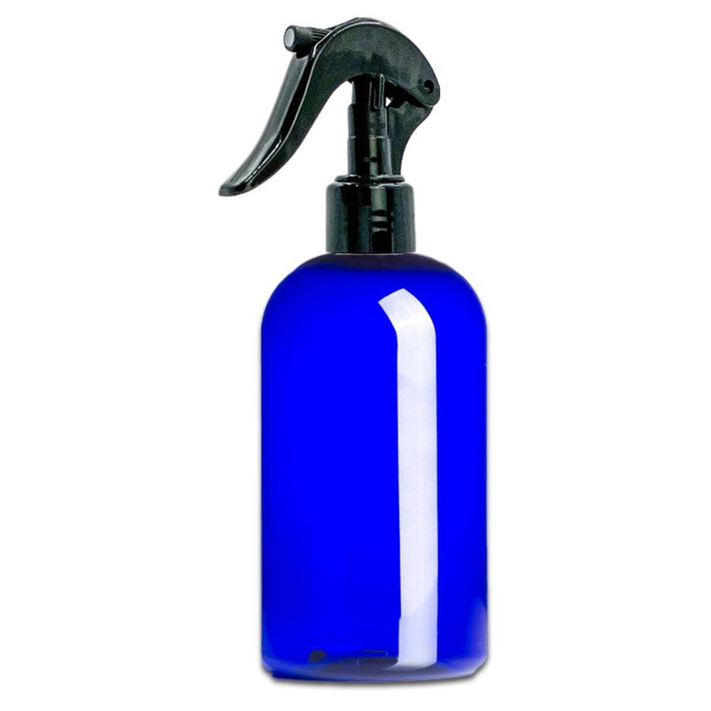 16 oz Blue PET Plastic Boston Round Bottle w/ Trigger Sprayer Plastic Spray Bottles Your Oil Tools 