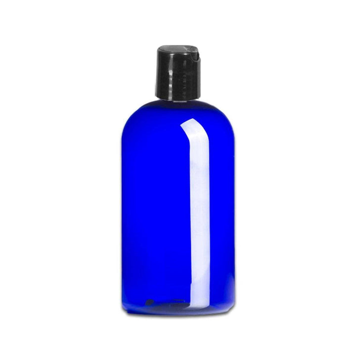 16 oz Blue PET Plastic Boston Round Bottle w/ Black Disc Top Plastic Storage Bottles Your Oil Tools 