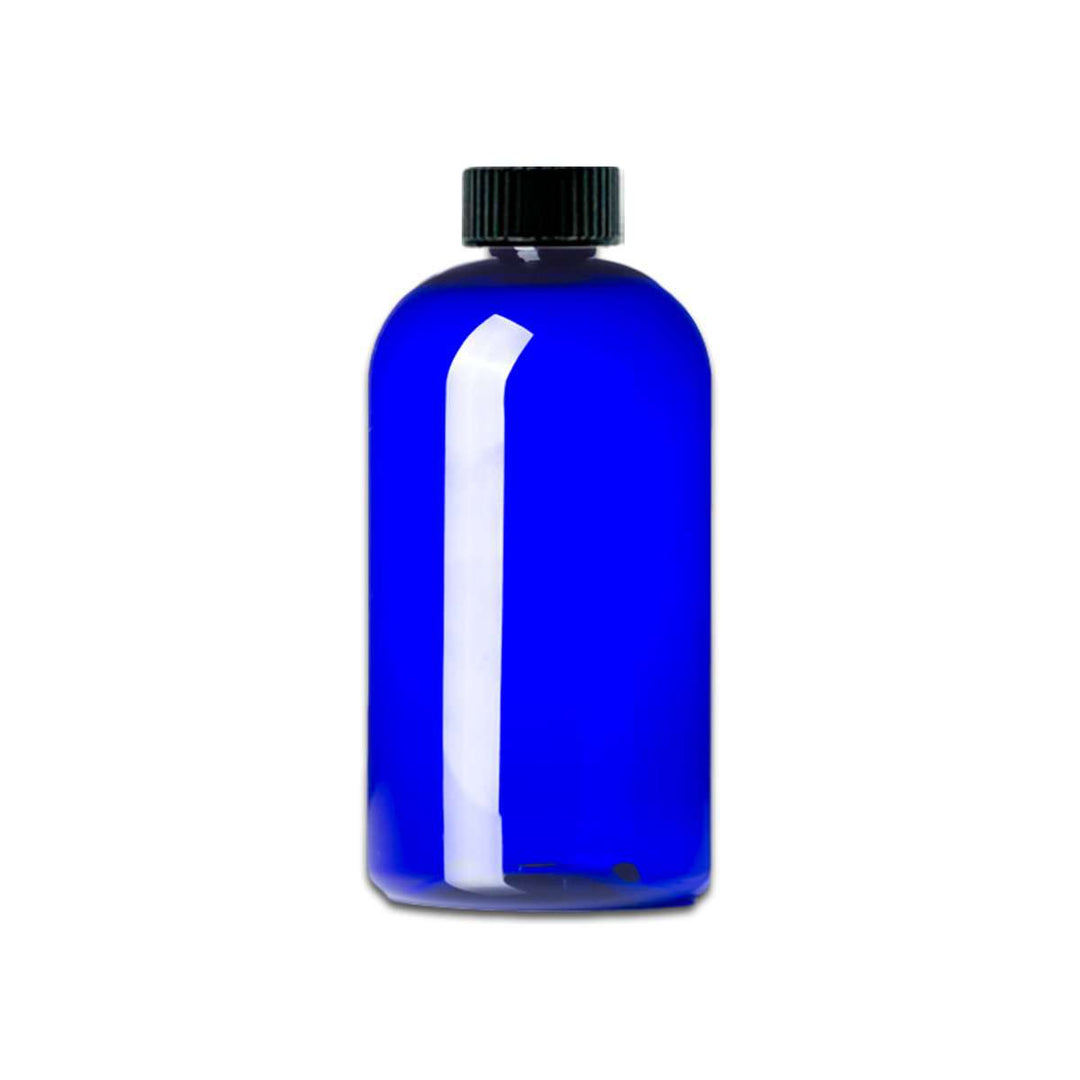 16 oz Blue PET Plastic Boston Round Bottle w/ Black Storage Cap Plastic Storage Bottles Your Oil Tools 